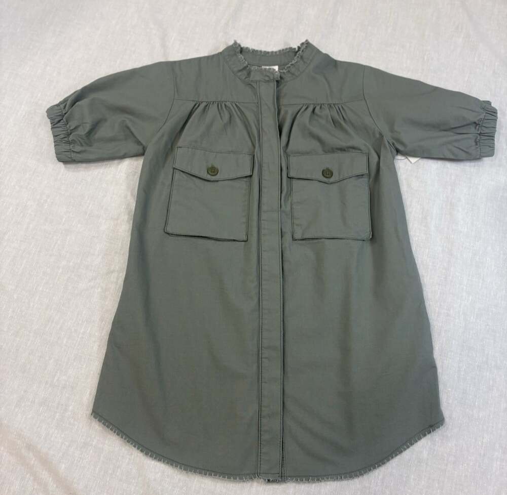 Stem Girls Size 6 Olive Green Shirt Dress